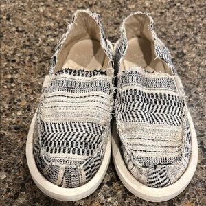 Sanuk Navy and White Slip-On Shoes